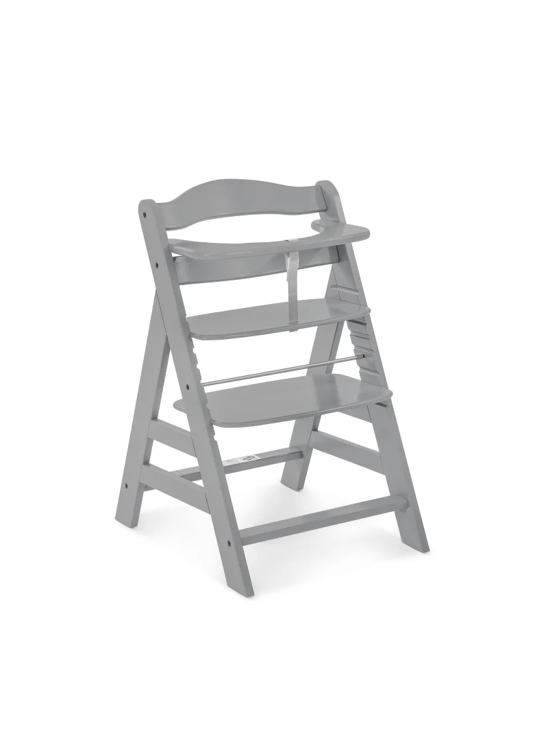 هوك Wooden Highchair Alpha Adjustable For Children From 6 Months Up To 90 Kg 5 - Point Harness Included Usable Birth In Combination With Newborn Set (Not Included) Grey