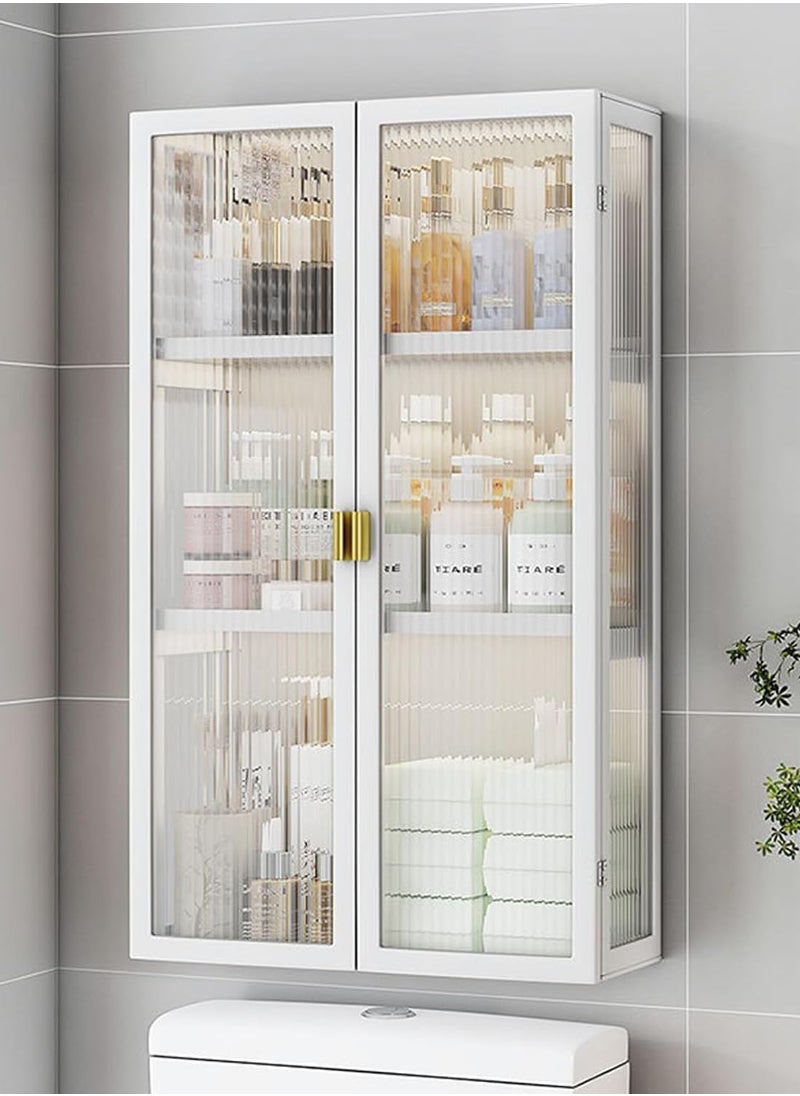 DUSALA 3 Tier Bathroom storage Cabinet Bathroom shelf Wall Mounted storage Cabinet with Clear Doors for Bedroom Bathroom Living Room Kitchen storage Organizer  - Image 1