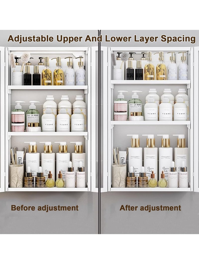 DUSALA 3 Tier Bathroom storage Cabinet Bathroom shelf Wall Mounted storage Cabinet with Clear Doors for Bedroom Bathroom Living Room Kitchen storage Organizer  - Image 3