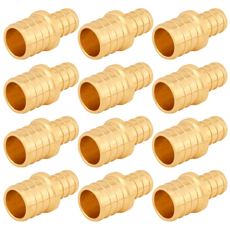 Uenede 12PCS LF Brass 34 to 12 Inch PEX Reducer Barb Straight Coupling Pipe Crimp Fitting - Image 2