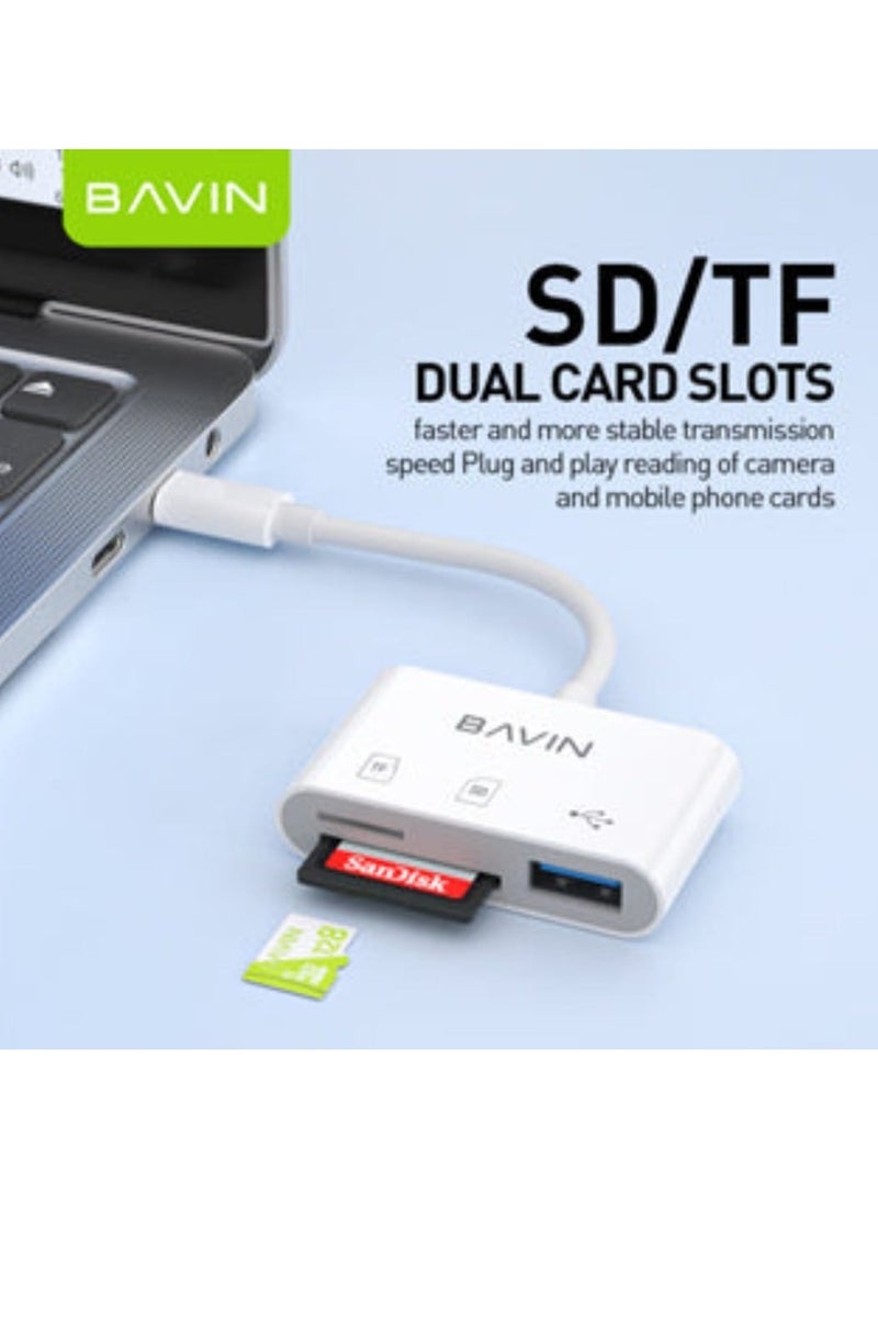 Bavin Card Reader 3 in 1 Type-C to TF/SD + USB - Image 3