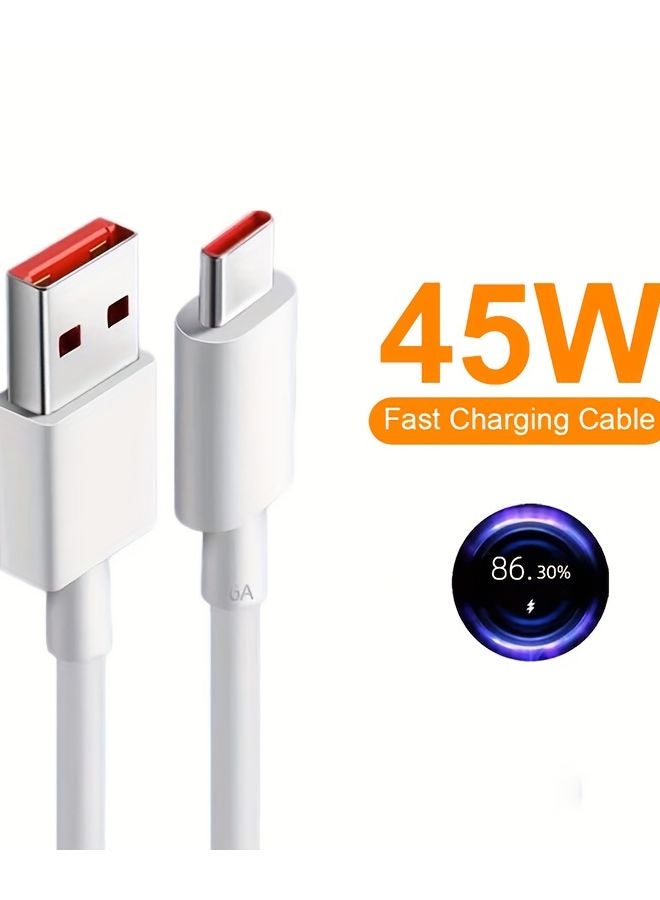 Beauenty 45W Super Fast Charging Cable USB to Type C 5A PD 39.37 Inch White for Xiaomi Redmi - Image 1