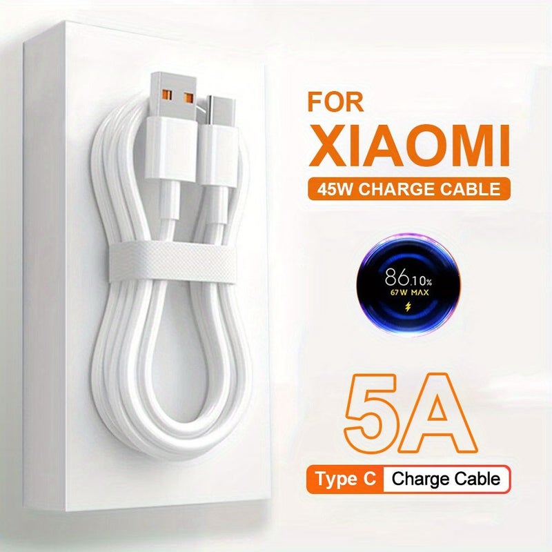 Beauenty 45W Super Fast Charging Cable USB to Type C 5A PD 39.37 Inch White for Xiaomi Redmi - Image 2