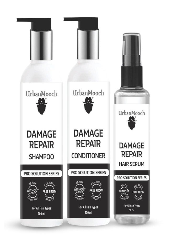 UrbanMooch Damage Repair Hair Care Kit For Men, Shampoo 200ml, Conditioner 200ml, Hair Serum 50ml, Silicone-Free, Paraben-Free - Image 2