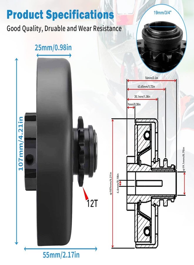 TEANTECH Go Kart Clutch 3/4 Bore 12T with #35 Chain Centrifugal Clutch and Chain for Go Kart Minibike Honda Engines - Image 2