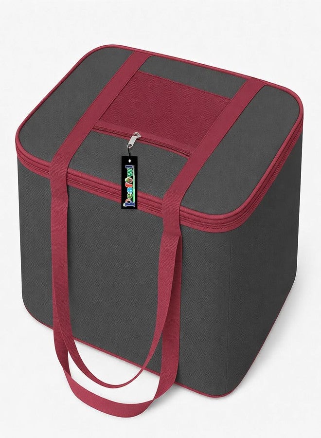Peafowl Nylon Storage Bag, Zipper Closure, Multicolor, 56x46x28 cm, Lightweight, Foldable, Adjustable, For Clothes, Bedding, Blankets, Rectangular, 1 Piece - Image 1
