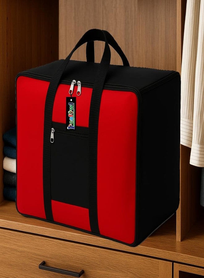 Peafowl Nylon Storage Bag, Zipper Closure, Multicolor, 56x46x28 cm, Lightweight, Foldable, Adjustable, For Clothes, Bedding, Blankets, Rectangular, 1 Piece - Image 3