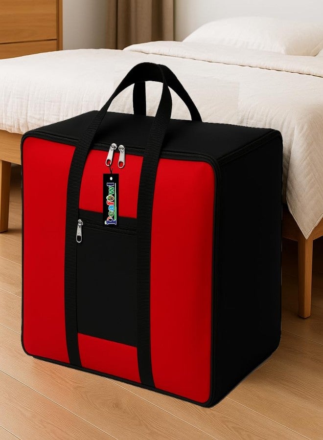 Peafowl Nylon Storage Bag, Zipper Closure, Multicolor, 56x46x28 cm, Lightweight, Foldable, Adjustable, For Clothes, Bedding, Blankets, Rectangular, 1 Piece - Image 5