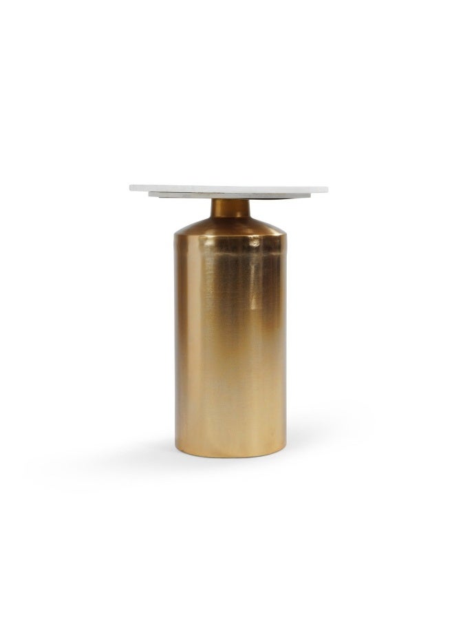 Pan Home Dasra Accent Table Marble - White & Gold - Image 1