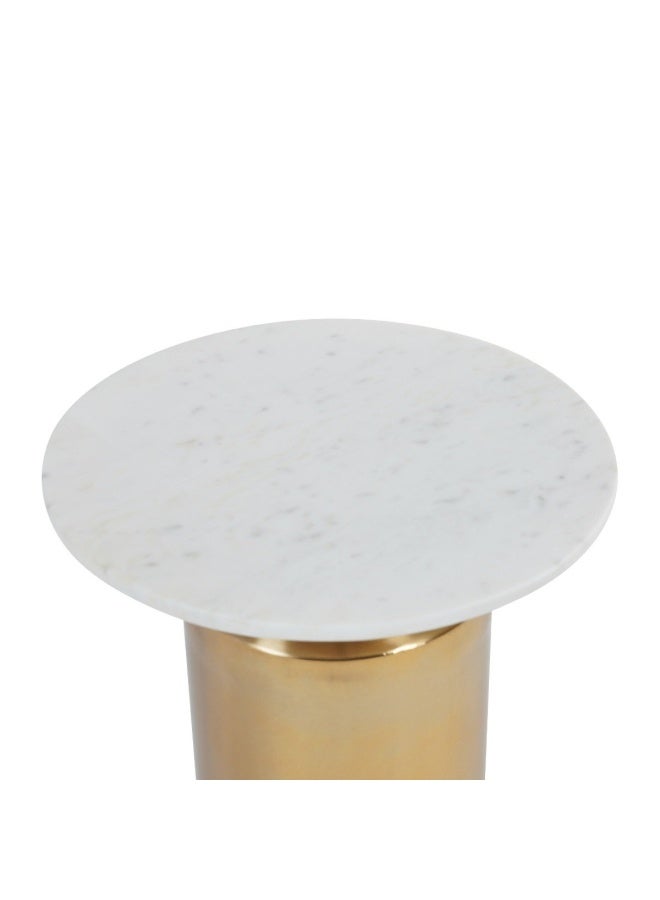 Pan Home Dasra Accent Table Marble - White & Gold - Image 3