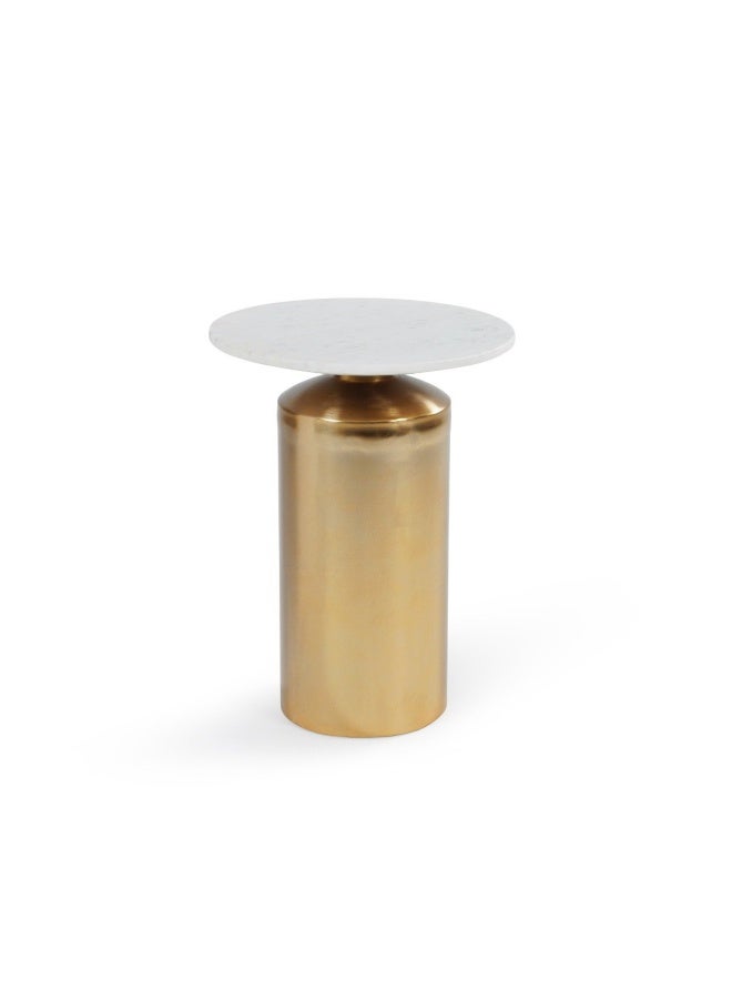 Pan Home Dasra Accent Table Marble - White & Gold - Image 2