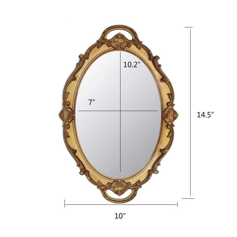 Eaoundm 14.5 x 10 inchs Oval Antique Decorative Wall Mirror Vintage Hanging Mirror (Gold 2 Pcs) - Image 5