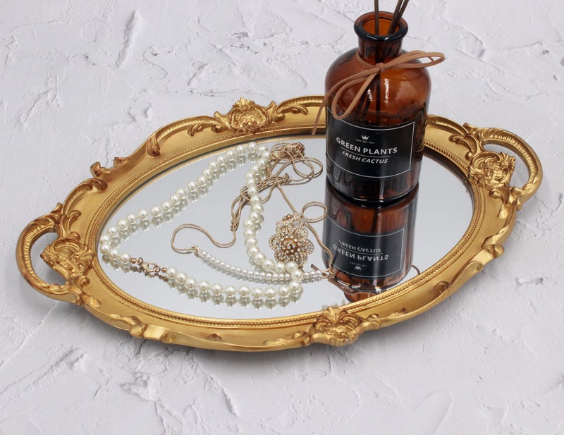 Eaoundm 14.5 x 10 inchs Oval Antique Decorative Wall Mirror Vintage Hanging Mirror (Gold 2 Pcs) - Image 4
