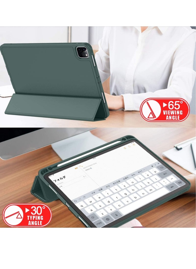 ELTRAZONE - iPad Pro 12.9 Case 2020 with Pencil Holder (4th Generation), Premium Protective Case Cover with Soft TPU Back and Auto Sleep/Wake Feature for 2020/2018 iPad Pro 12.9 (Midnight Green) - Image 1