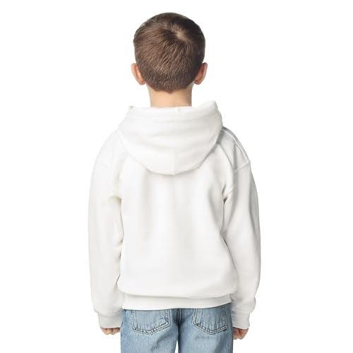 Gildan Youth Hoodie Sweatshirt, Style G18500B, White, Large - Image 2