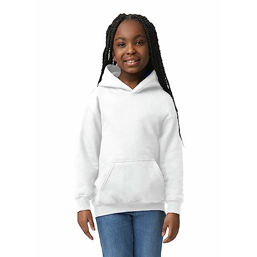 Gildan Youth Hoodie Sweatshirt, Style G18500B, White, Large - Image 5