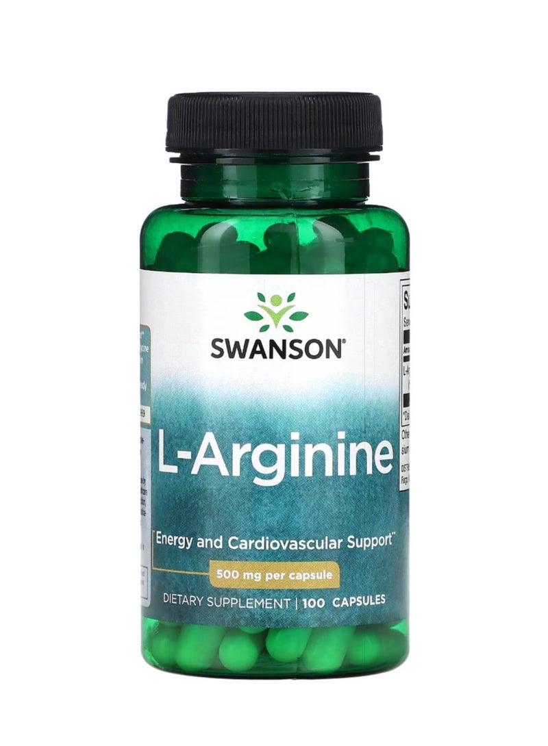 SWANSON L-Arginine 500 mg 100 Capsules - Image 1