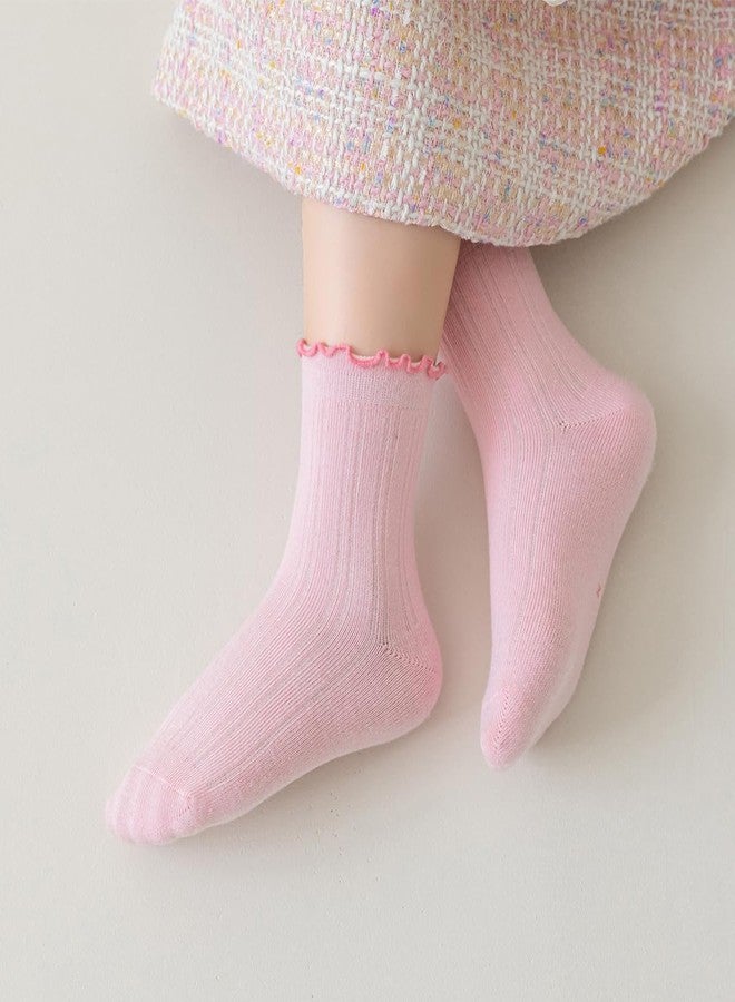Looching 5 Pairs Toddler Girl Ruffle Socks Cute Princess Ankle Crew Cotton Frilly Dress Socks for Ages 1-3 Baby Kids Girls - Image 2