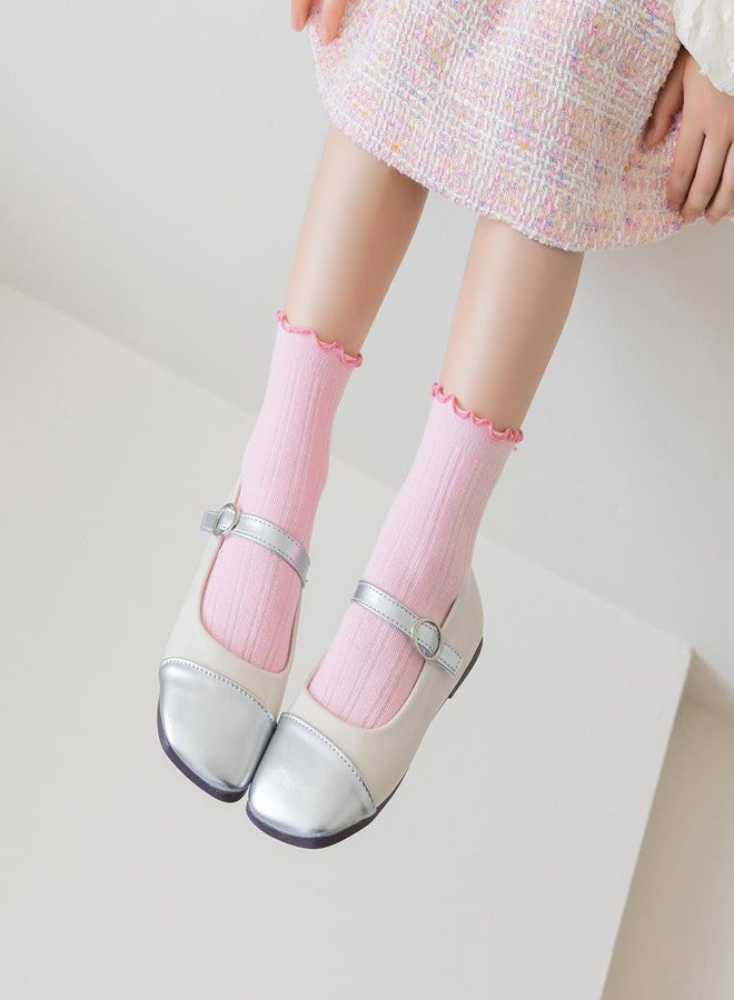Looching 5 Pairs Toddler Girl Ruffle Socks Cute Princess Ankle Crew Cotton Frilly Dress Socks for Ages 1-3 Baby Kids Girls - Image 3