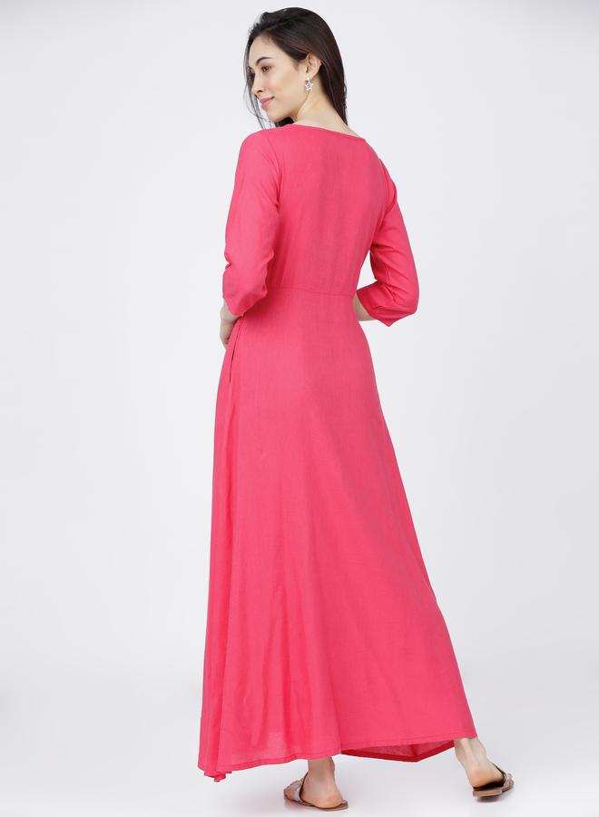 Vishudh Graphic Print A-Line Maxi Dress with 3/4 Sleeves by Styli - Image 3