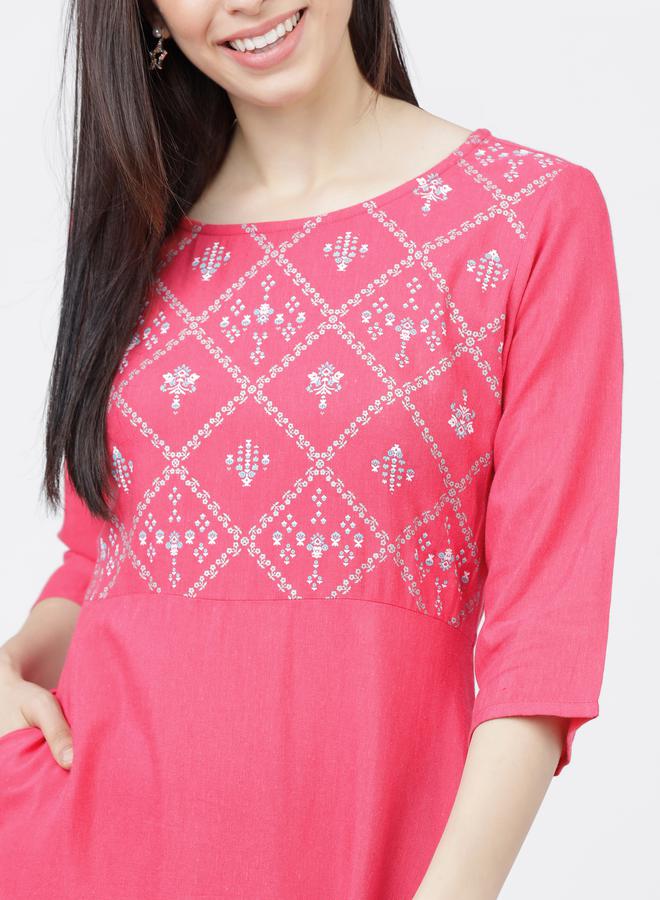 Vishudh Graphic Print A-Line Maxi Dress with 3/4 Sleeves by Styli - Image 4