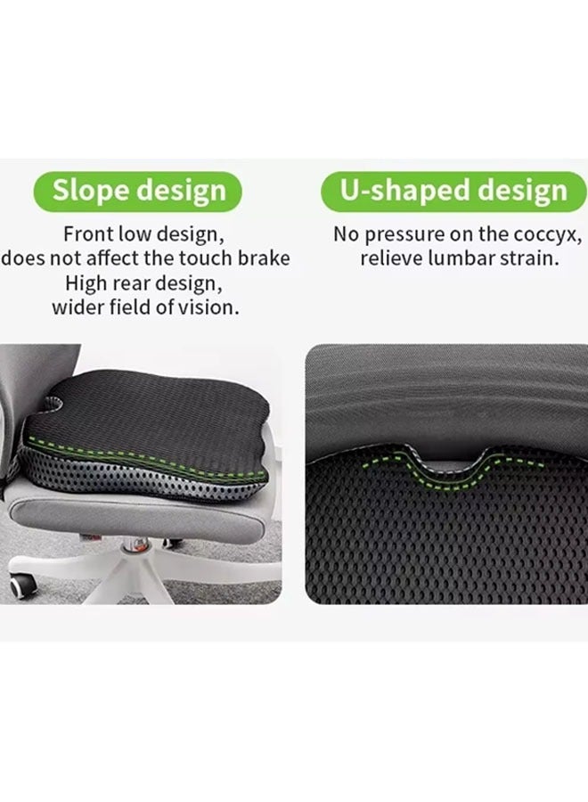 4d Mesh Covered Breathable Car Booster Seat Cushion Office Hip Cushion Ergonomic Enhanced Seat Memory Foam  Thickened Memory Foam Cushion Home Stool Chair Cushion Seat Cushion Driving Car Seat Cushion Improves Vision Posture(Grey) - Image 5