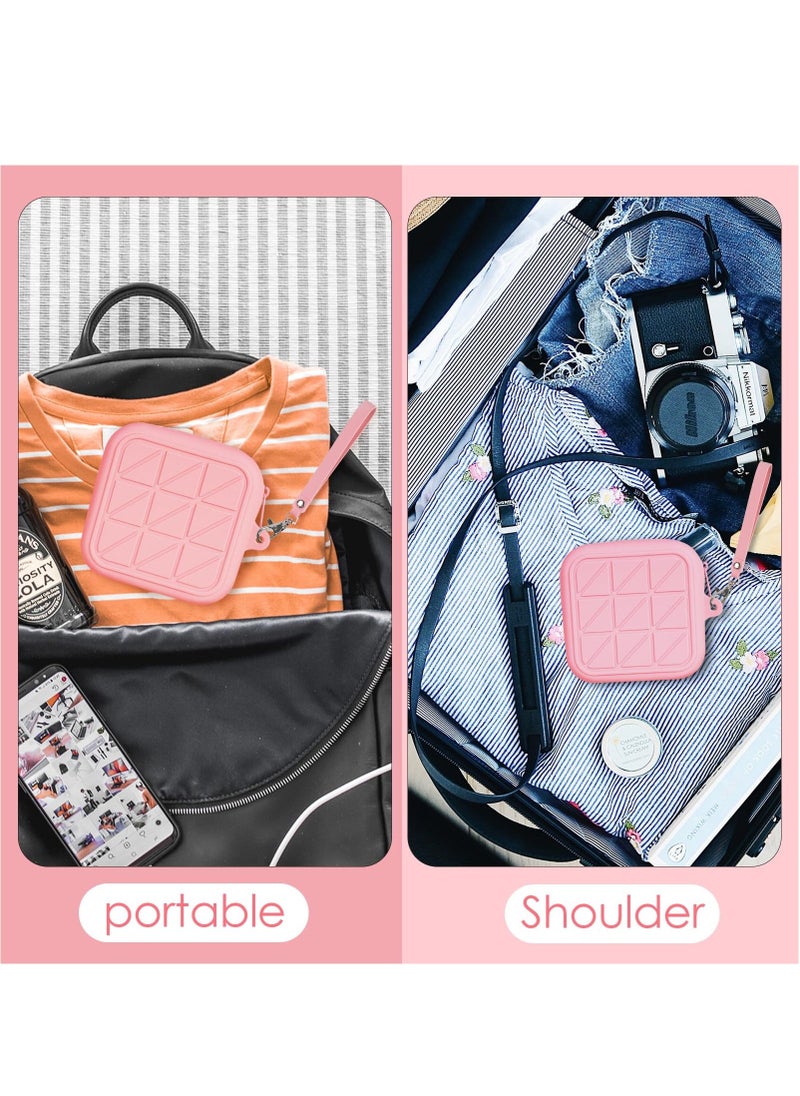 2 Pack Silicone Period Bag, Sanitary Napkin Storage Bag with Wrist Strap, Menstrual Cup Pouch for Teen Girls Women (Pink & Green)  - Image 5
