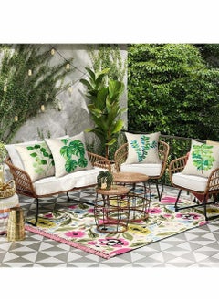 Excefore Tropical Plant Theme Pillowcase, 18 x 18 Inches, Green Leaves Pattern Waterproof Cushion Covers, Perfect to Outdoor Patio Garden Living Room Sofa Farmhouse Decor (Set of 4)  - Image 2