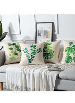 Excefore Tropical Plant Theme Pillowcase, 18 x 18 Inches, Green Leaves Pattern Waterproof Cushion Covers, Perfect to Outdoor Patio Garden Living Room Sofa Farmhouse Decor (Set of 4)  - Image 3