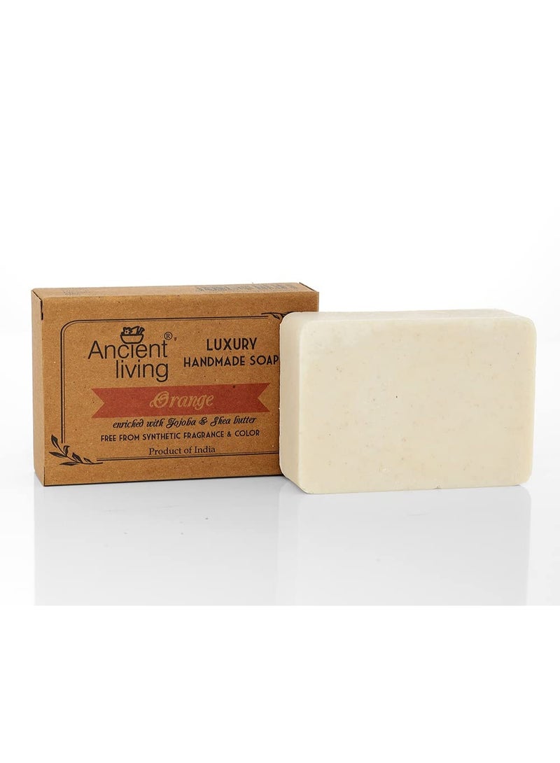 Ancient Living Luxury Orange Handmade Soap - 100 gm - Pack of 2 Moisturizing Nourishing Brightening Anti- Aging Organic Soap Bar Enriched with Jojoba & Shea Butter Suitable For All Skin Types - Image 3