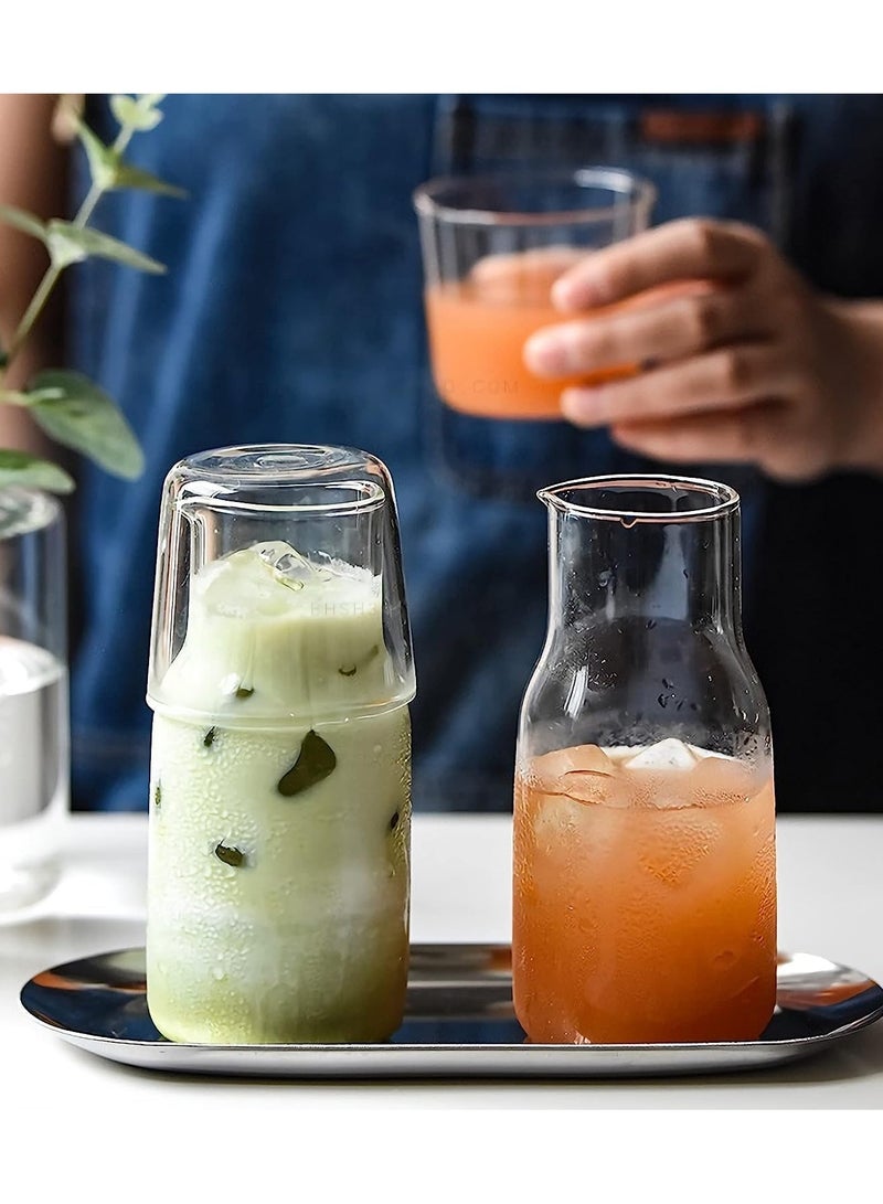 High Borosilicate Glass Water Bottle Set, Household Cold Water Bottle, Transparent Glass Juice Jug, Glass Cup (18.5oz) - Image 5