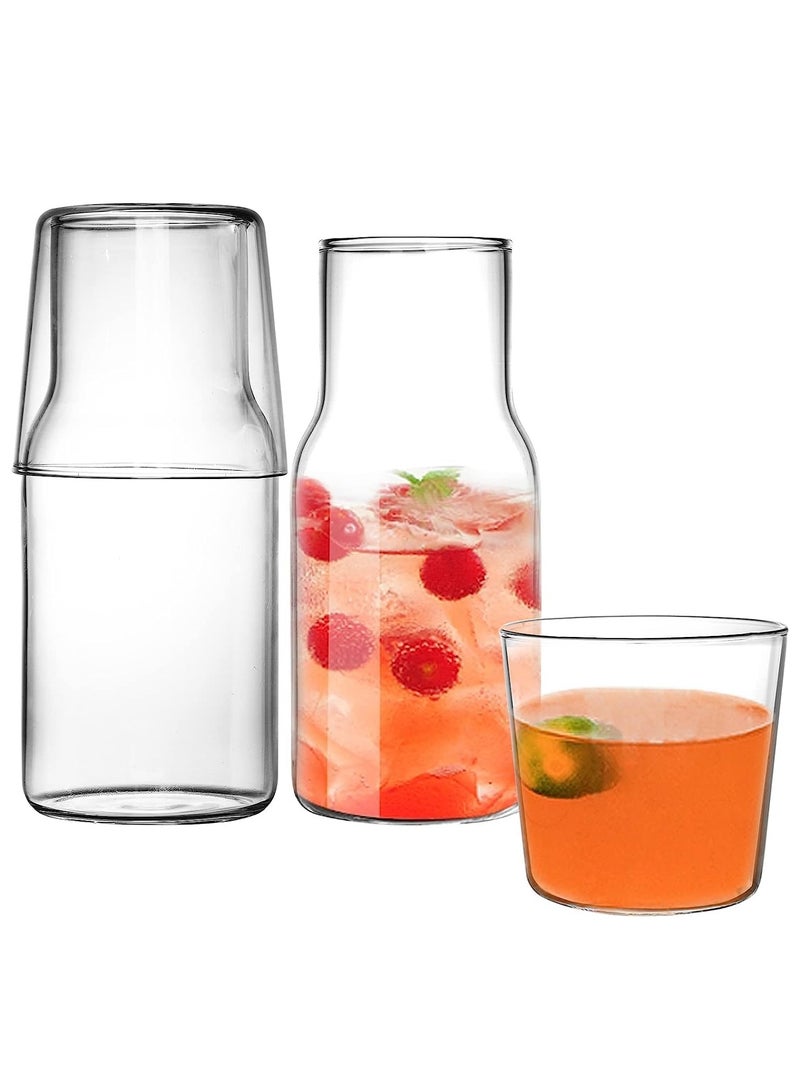High Borosilicate Glass Water Bottle Set, Household Cold Water Bottle, Transparent Glass Juice Jug, Glass Cup (18.5oz) - Image 1