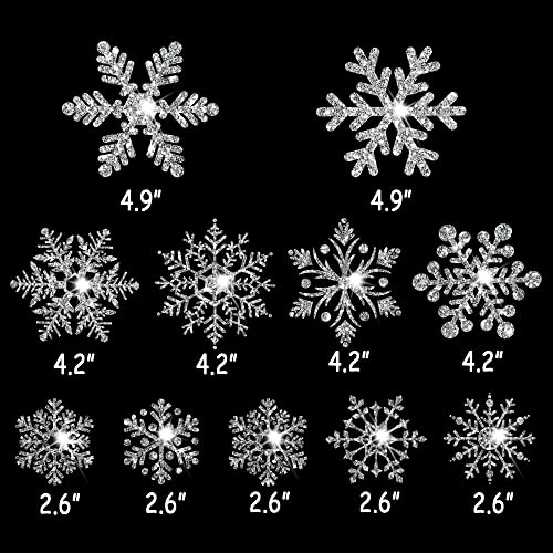 SALEMAR Glitter Snowflake Window Clings, 147PCS Silver Sparkling Christmas Window Clings Winter Wonderland Decorations for Home Christmas Party (Glitter Snowflake) - Image 4