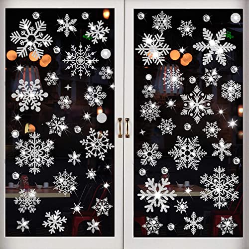 SALEMAR Glitter Snowflake Window Clings, 147PCS Silver Sparkling Christmas Window Clings Winter Wonderland Decorations for Home Christmas Party (Glitter Snowflake) - Image 5