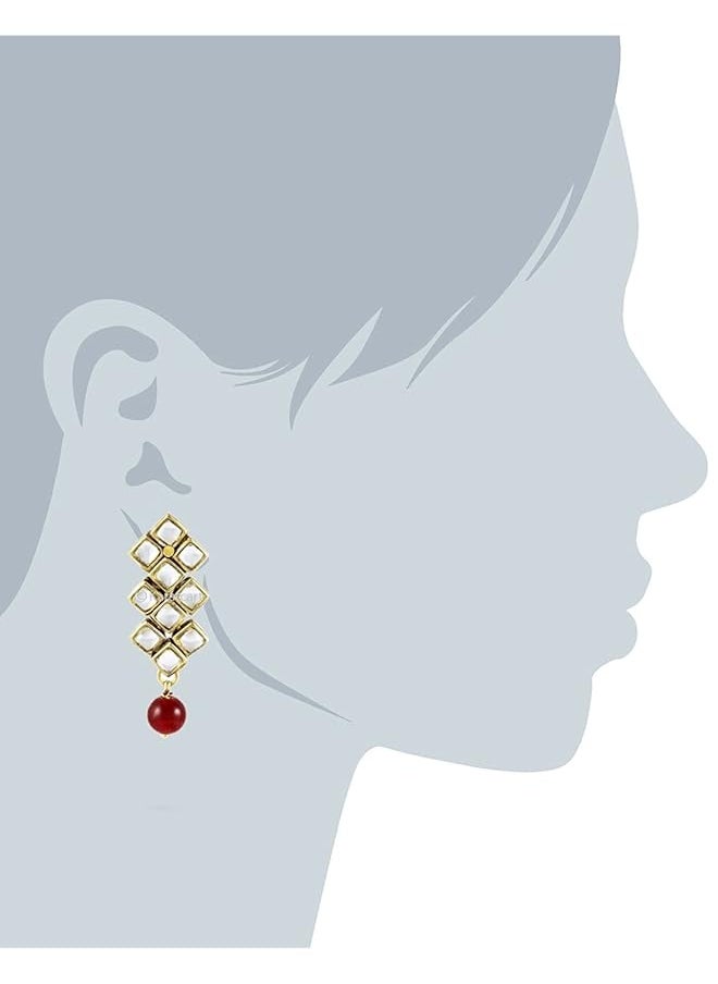 Shining Diva Fashion Red Kundan Pearl Choker Traditional Necklace Jewelery Set With Earrings For Women 7813S  - Image 3