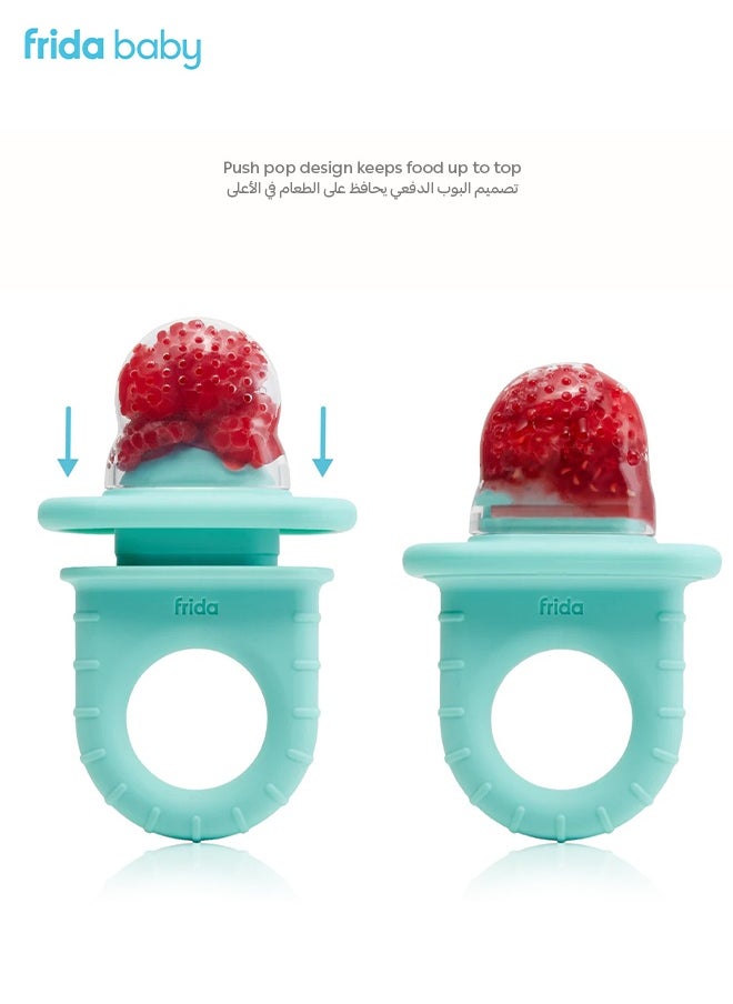 fridababy Frida Baby Push Pop Feeder | Baby Food Feeder for Fresh & Frozen Fruits | Safe & Easy Grip Handle | Mess-Free Silicone Teether | Ideal for 4+ Months | BPA-Free  - Image 3