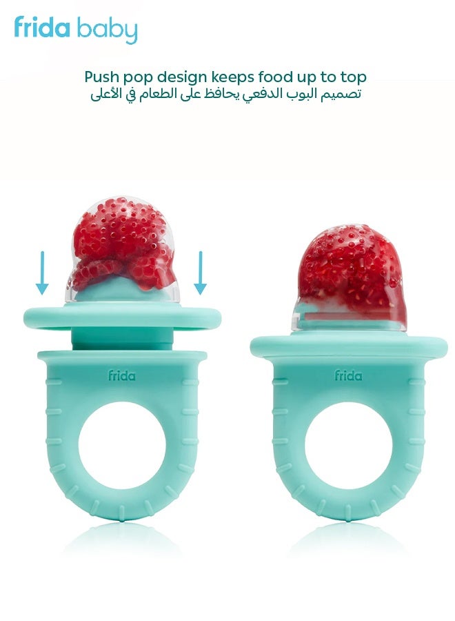 fridababy Frida Baby Push Pop Feeder | Baby Food Feeder for Fresh & Frozen Fruits | Safe & Easy Grip Handle | Mess-Free Silicone Teether | Ideal for 4+ Months | BPA-Free - Image 3