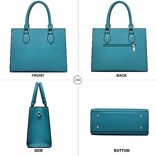 CHICAROUSAL Crossbody Purses and Handbags for Women PU Leather Tote Top Handle Satchel Shoulder Bags (Blue Green) - Image 4