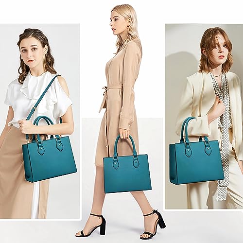CHICAROUSAL Crossbody Purses and Handbags for Women PU Leather Tote Top Handle Satchel Shoulder Bags (Blue Green) - Image 3
