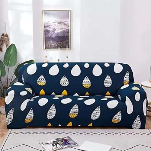 B BESTILO Blue Drop Sofa Cover 3 Seater Fully Covered | Universal 360° Anti-Slip Stretchable 3Seater Sofa Slipcover | Elastic Sofa Set Imported Slipcover Protector (Triple Seater, 190-230cm) - Image 1