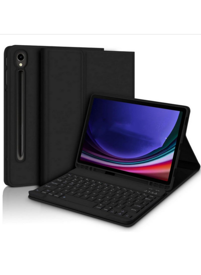 Magnetic Detachable Keyboard Case for Samsung Galaxy Tab S9 2023 11 Inch with S Pen Holder for SM-X710 X716B X718U Black Protective Cover with Multi Angle Stand black - Image 1