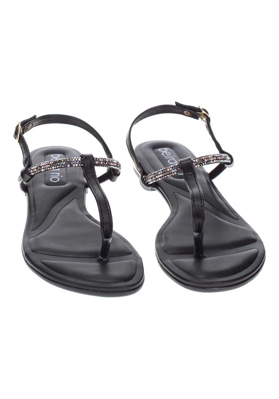 بيرا ريو Beira Rio Ladies Flat Sandals Black | Made In Brazil
