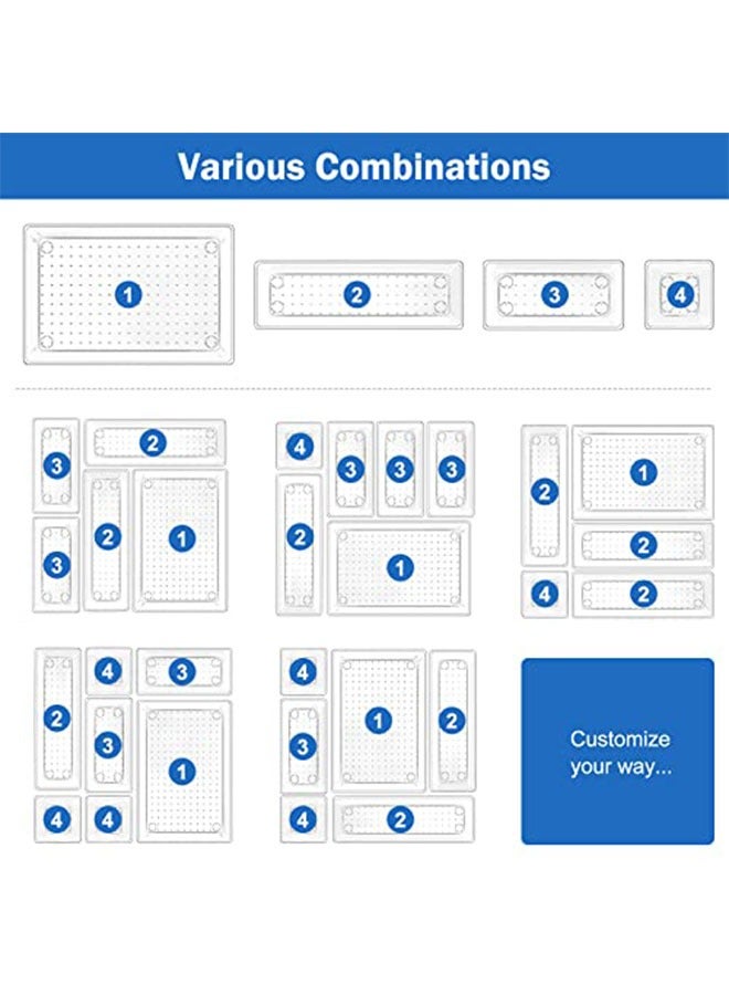 25 Pcs Desk Drawer Organizers Trays Set Clear Plastic Storage Bins Bathroom Drawer Tray Dividers Vanity Trays Organizer for Bedroom Dresser Makeup Kitchen Utensil Office - Image 4