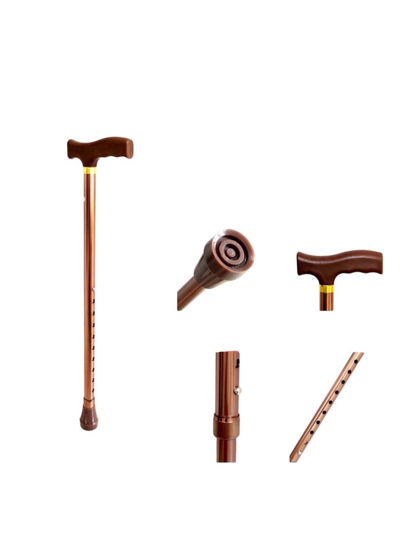 Huitich Portable Brown Single Leg  Aluminum Cane Walker Lightweight Anti-Slip Walking Aid for Elderly - Image 2