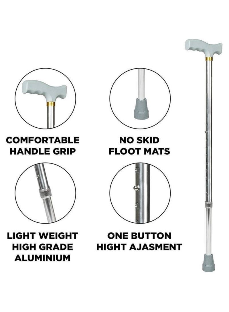 Huitich Portable Brown Single Leg  Aluminum Cane Walker Lightweight Anti-Slip Walking Aid for Elderly - Image 4