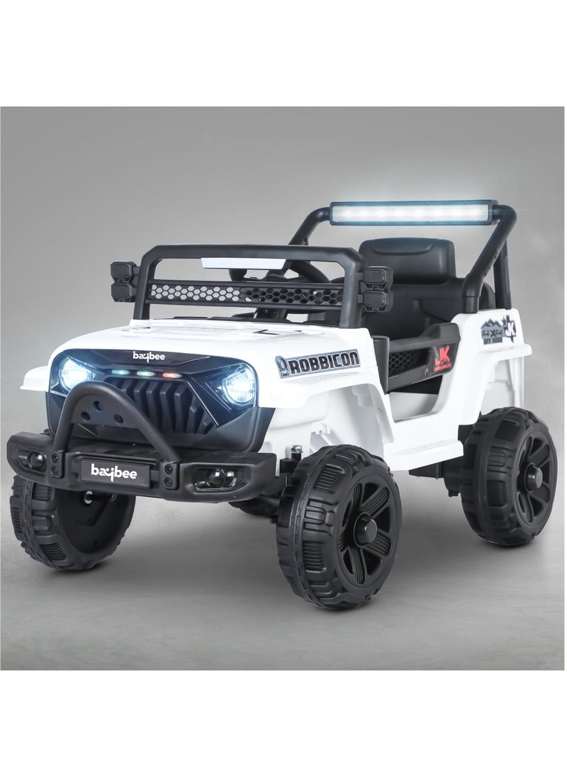 BAYBEE Baybee Turbo Battery Operated Jeep for Kids Rechargeable Battery Car for Kids with Music Led Light Ride On Kids Car Jeep Racing Baby Big Car Electric Car for Kids Childrens Boy Girl White  - Image 1