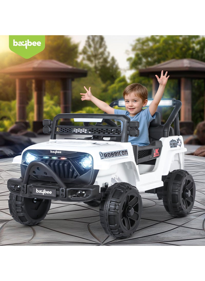 BAYBEE Baybee Turbo Battery Operated Jeep for Kids Rechargeable Battery Car for Kids with Music Led Light Ride On Kids Car Jeep Racing Baby Big Car Electric Car for Kids Childrens Boy Girl White  - Image 2