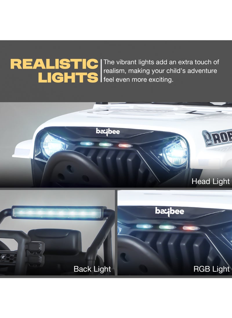BAYBEE Baybee Turbo Battery Operated Jeep for Kids Rechargeable Battery Car for Kids with Music Led Light Ride On Kids Car Jeep Racing Baby Big Car Electric Car for Kids Childrens Boy Girl White  - Image 4