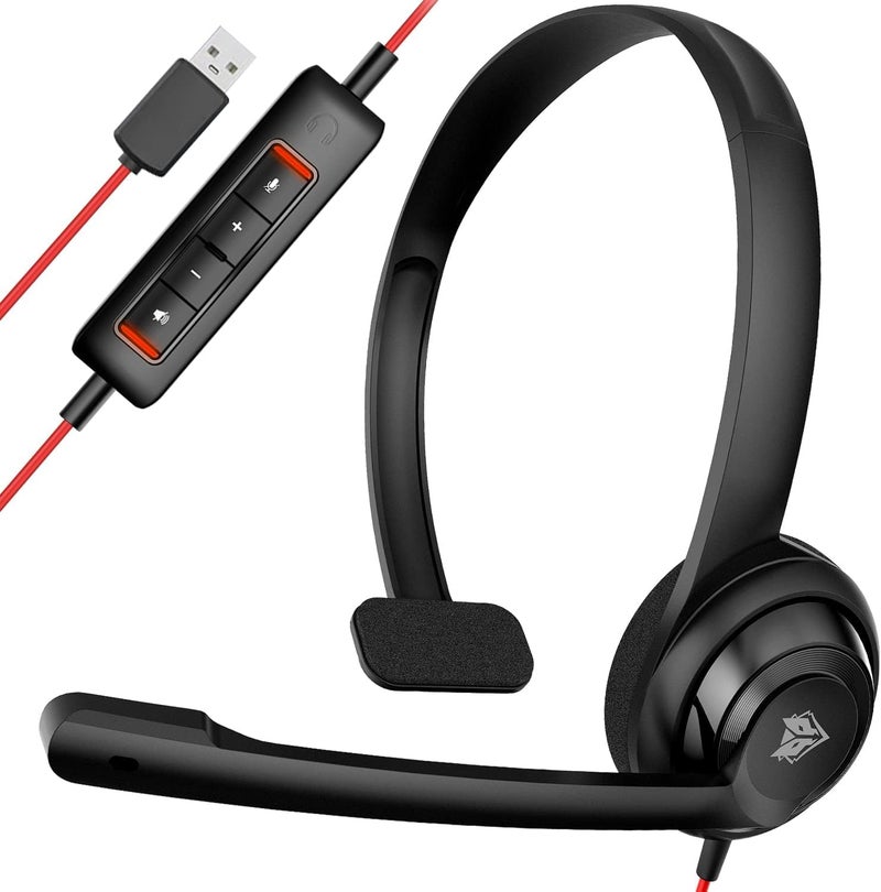 NUBWO HW02 USB Headset with Microphone Noise Cancelling &in-line Control, Ultra Comfort Computer Headset for Laptop pc, On-Ear Wired Office Call Center Headset for Boom Skype Webinars (USB-A) - Image 1