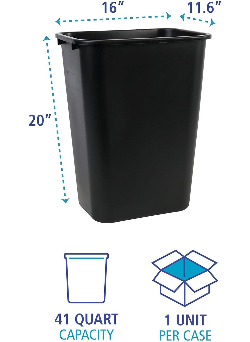 boardwalk Boardwalk 3485203 41 Quart Plastic SoftSided Wastebasket  Black  - Image 3
